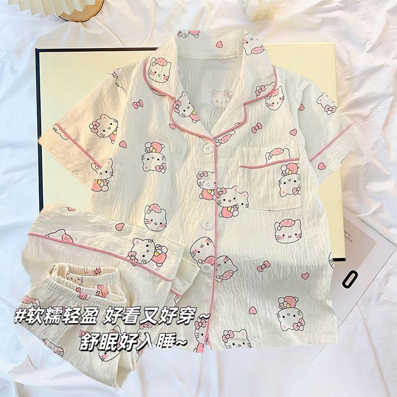 夏季新可爱kt猫云朵棉儿童家居服
