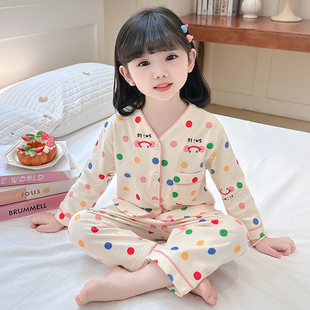 开衫 女童春秋季 女宝宝长袖 睡衣套装 卡通洋气儿童家居服两件套 新款