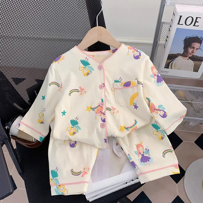 儿童睡衣春秋季新款长袖开衫套装