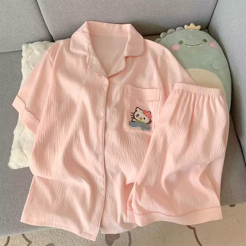hellokitty云朵夏季睡衣女童夏季新款爆款奢华宽松亲子家居服套装