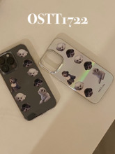 OSTT1722原创设计可爱灰白小狗手机imd镭射透明软壳适用iPhone11121314promax等手机壳