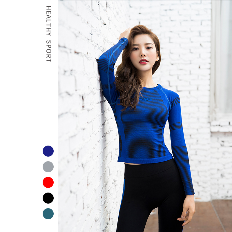 健身服女秋冬长袖紧身性感专业高端跑步运动时尚显瘦瑜伽上衣T恤