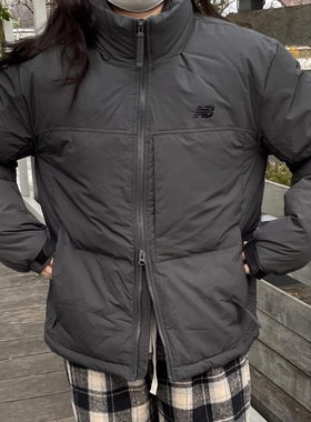 New Balance百搭立领短款鹅绒羽绒服 男女同款黑灰色NPE42031-DKG