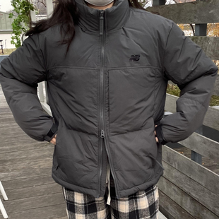 New Balance百搭立领短款鹅绒羽绒服 男女同款黑灰色NPE42031-DKG