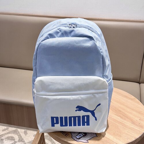 PUMA彪马休闲大容量织物双肩包 常规 女款 浅蓝色拼白色090468-11