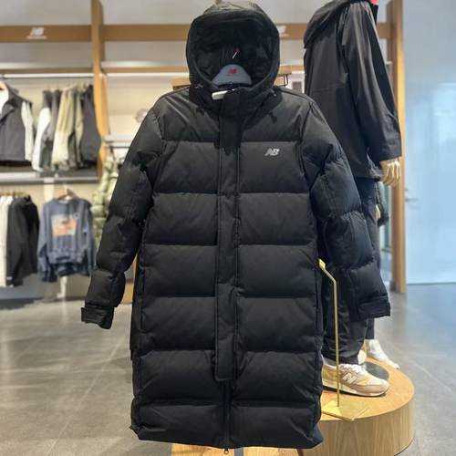 New Balance 保暖连帽长款鸭绒羽绒服 男款 / AMJ53370-BK