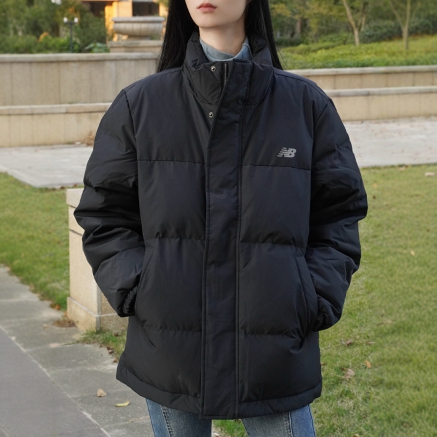 New Balance 运动立领宽松无弹加绒羽绒服 男 AMJ43375-BK-TAG