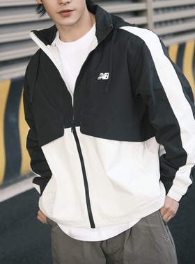 New Balance SS24 拼色防风运动抽绳夹克外套黑色AMJ41340-ACK