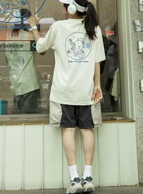 NewBalanceSS24潮流字母卡通人物印花休闲短袖T恤白色NEE26011-IV