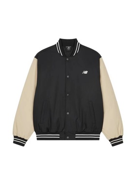 New Balance 撞色拼接棒球领单排扣棉服 男款 黑色AMJ33332-BK