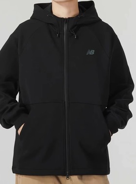New Balance 纯色拉链连帽运动夹克外套 男款 黑色6DD38651-BK