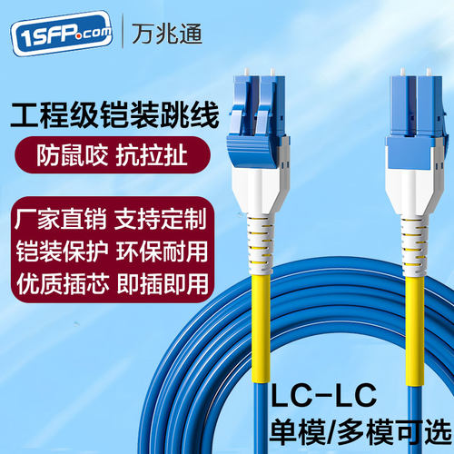LC-LC电信级铠装光纤跳线单多模