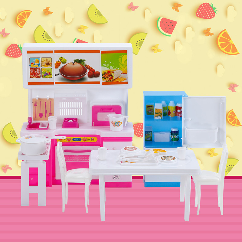 FINIDO 인형 미니 주방 어린이 장난감 소녀 공주 놀이 집 생일 선물 6 크리스마스