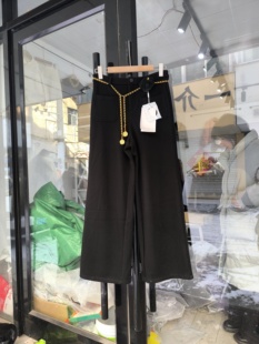 2025秋冬新韩版时尚百搭显瘦花朵腰链气质加绒阔腿裤直筒裤长裤女