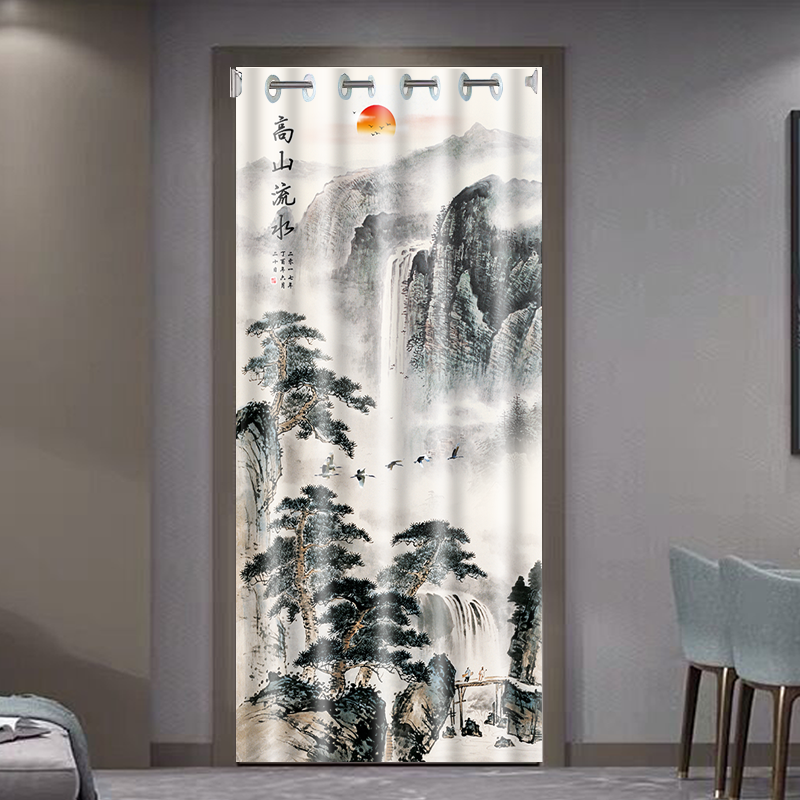 中国风免打孔门帘自建房隔断门帘