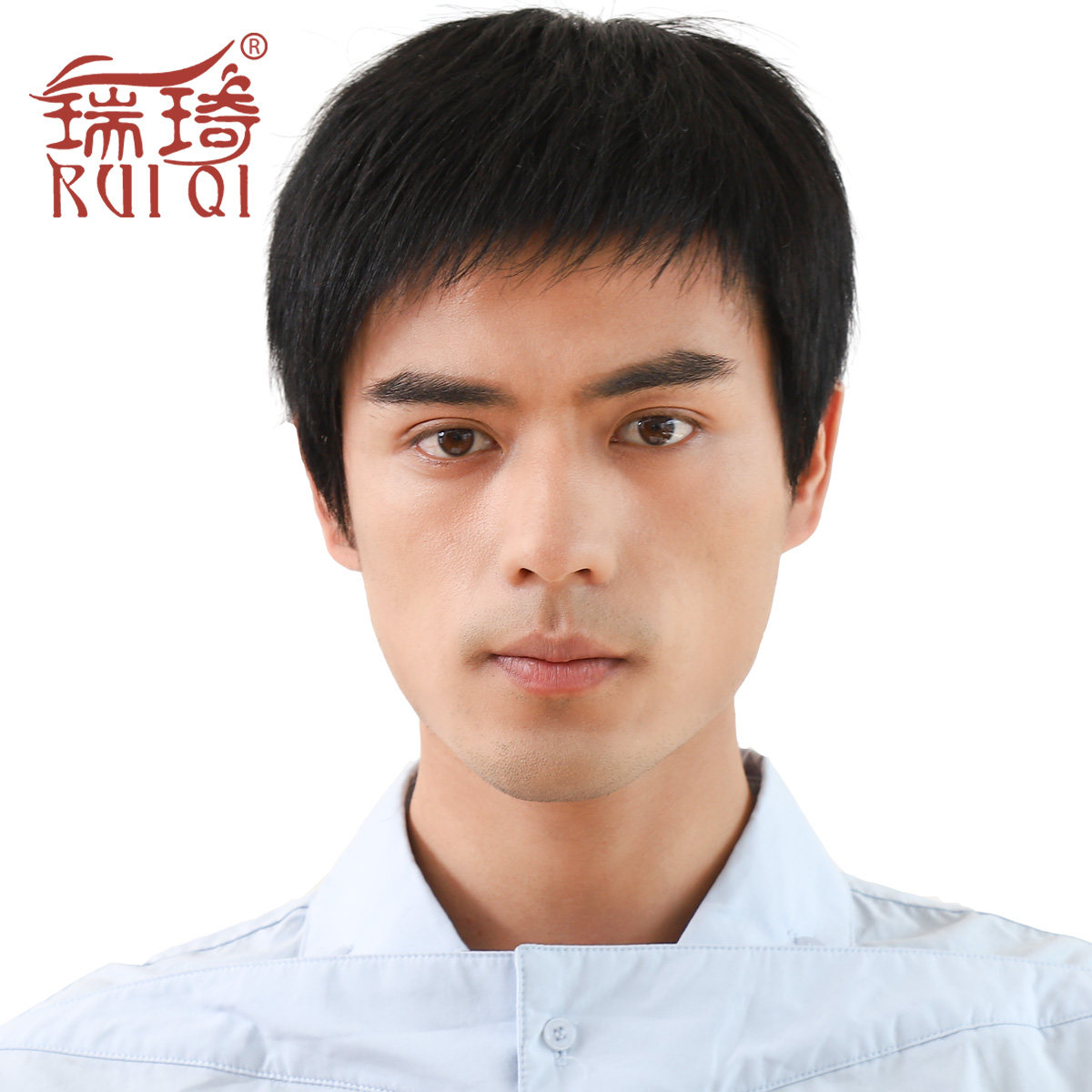 假发男生短发全真发全头套式男士手织头套时尚自然蓬松透气逼真