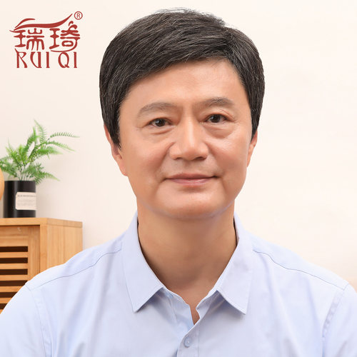 瑞琦老年男士花白假发套自然舒适
