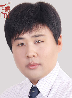 瑞琦男短发假发套真人发丝