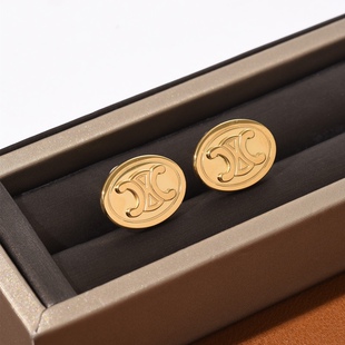 celi椭圆凯旋门耳钉高级感冷淡风复古精致耳环vintage百搭小众