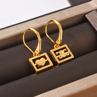 2022新款ce方形凯旋门桃心耳环七夕ins风耳钉轻奢小众网红女耳钩