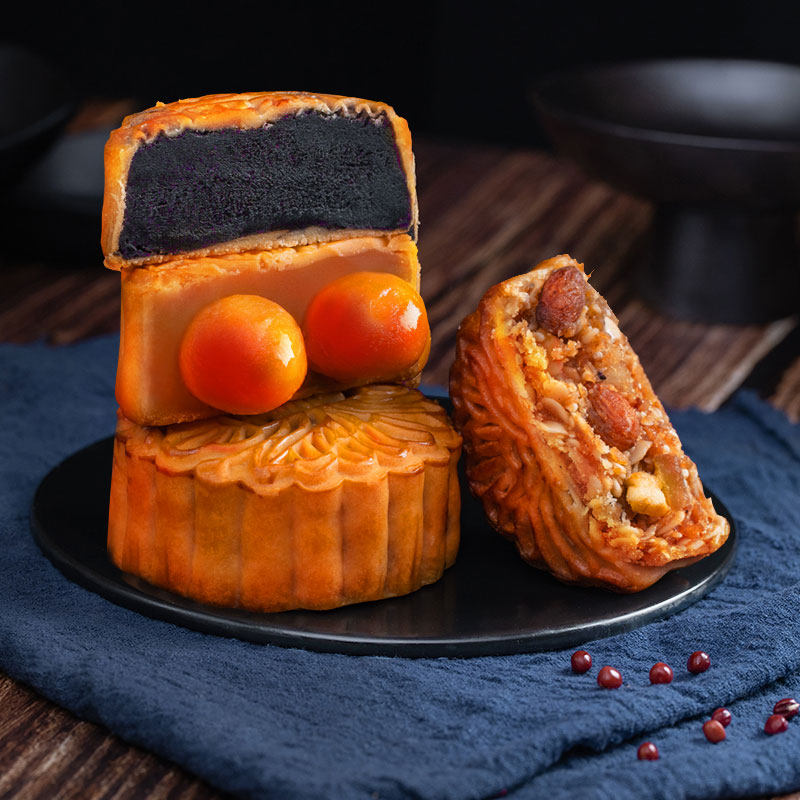 广州皇荔和酒家750g双黄白莲蓉月饼蛋黄散装礼盒装广式老五仁中秋