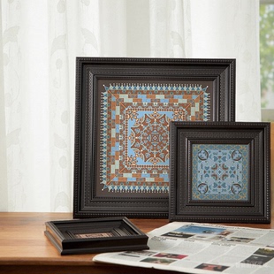 中式复古唐卡相框摆台正方形油画4寸6外框挂墙黑色画框装裱定制框