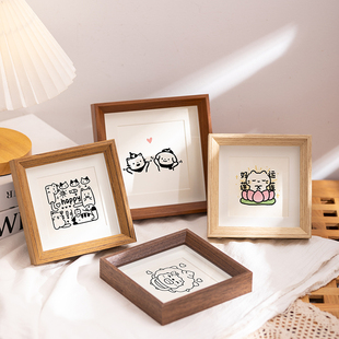 ins卡通文字正方形相框5寸6寸7寸8寸油画棒画框挂墙创意复古摆台