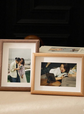 源头工厂中空钢化玻璃相框原木质感相册A4摆台6寸高级感7寸8画框