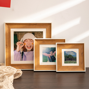 洗照片打印加做成相框摆台高级感复古正方形空框6寸8画框外框挂墙