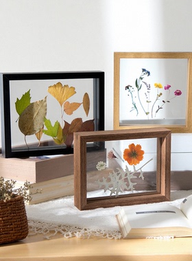 相框摆台植物标本压花双面玻璃画框6寸7寸签名照片框立体透明像框