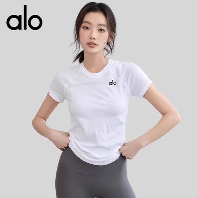 AIo2025夏季轻薄运动健身短袖速干衣女瑜伽服跑步训练上衣显瘦T恤