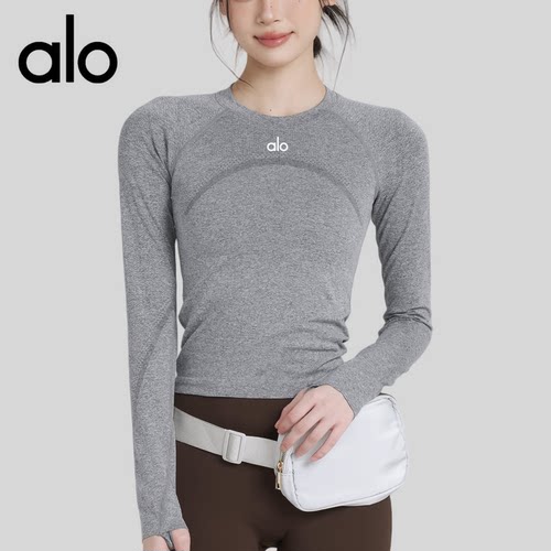 AIo圆领专业瑜伽上衣女紧身速干跑步运动长袖秋冬训练健身服T恤