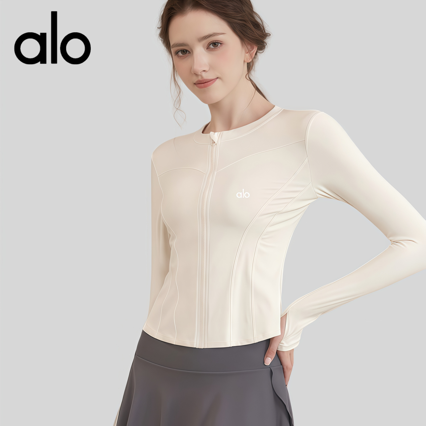 AIo瑜伽服套装女2025春季长袖修身运动外套高级训练服跑步健身衣