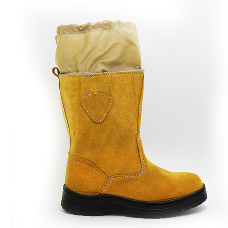 가을 겨울 용접 소 가죽 높은 부츠 스웨이드 안티 SCALDING 고무 밑창 미끄럼 방지 내마모성 용접공 노동 보호 신발 무료 배송