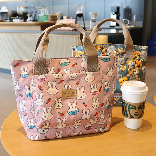 优质时尚防水大容量手提学生便当包妈咪母婴包出游小拎包饭盒袋子