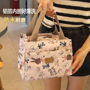 日式时尚拉链防水防油铝箔便当包上班手提午餐包学生卡通饭盒包