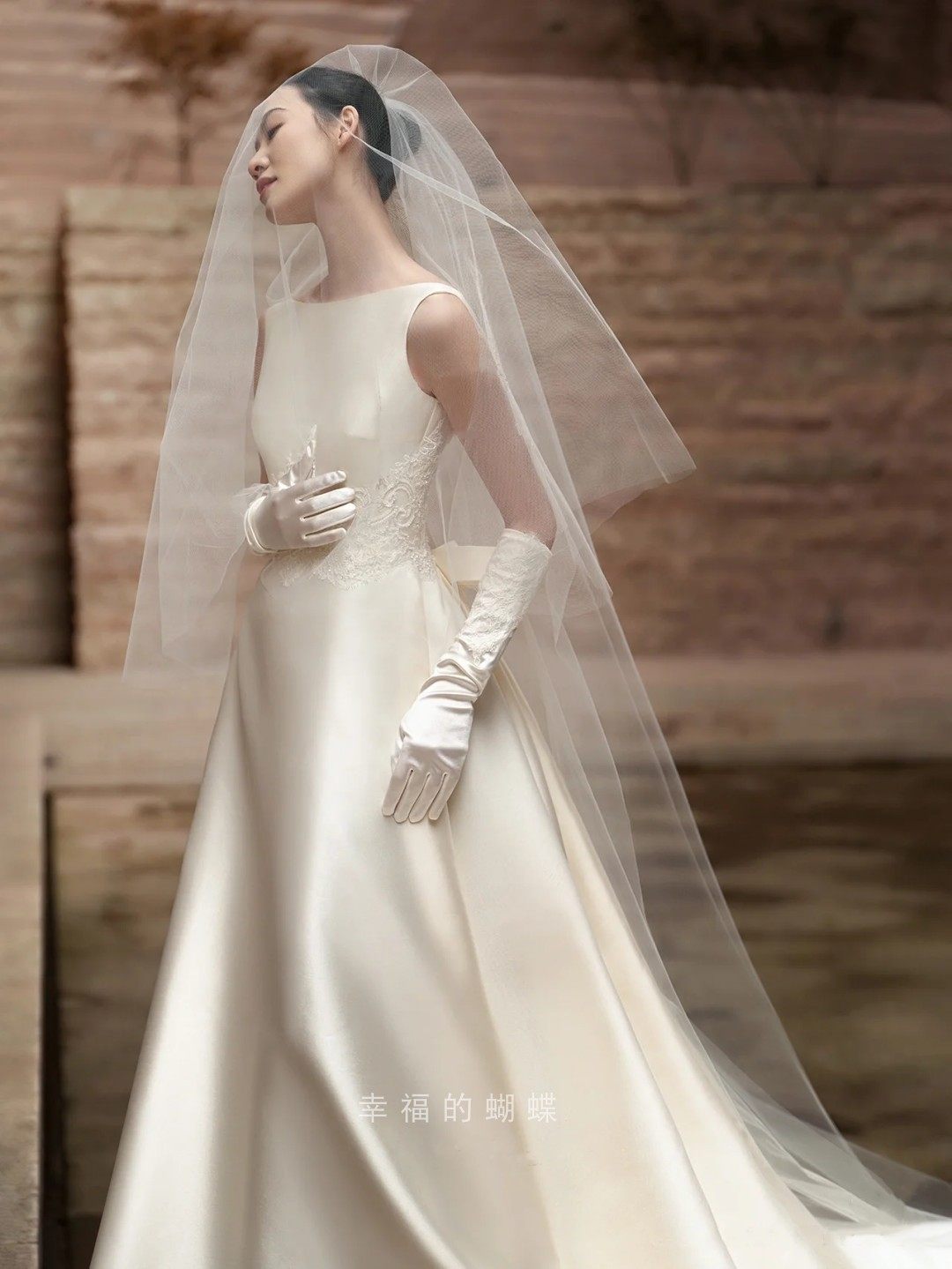 头纱新娘主婚纱高清长头纱高级感求婚女生领证登记法式头纱白色