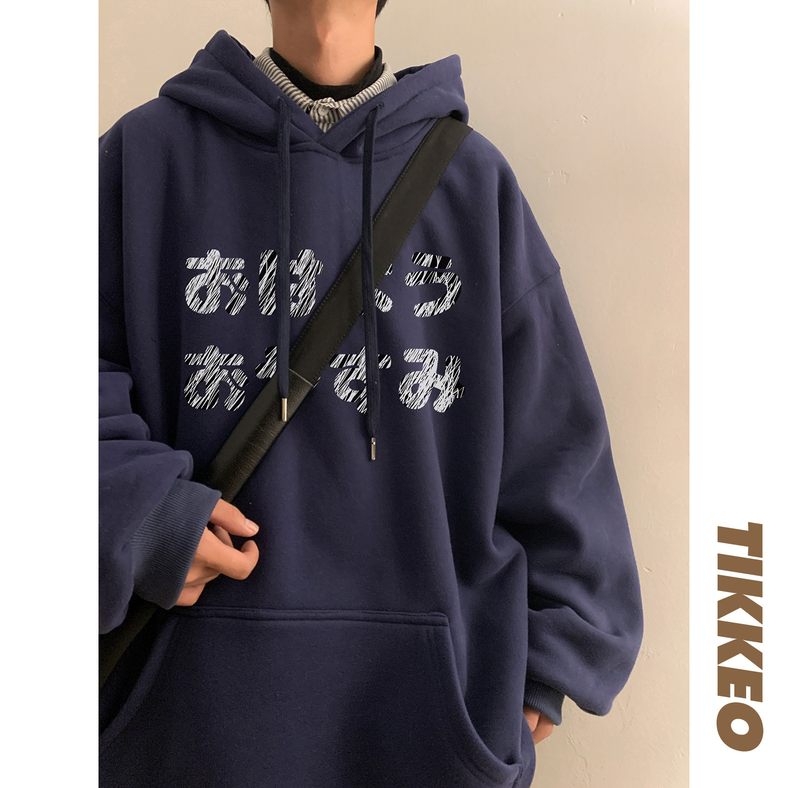 加绒加厚潮流百搭宽松连帽卫衣男D328-WY269-P65,男装卫衣,电商D328