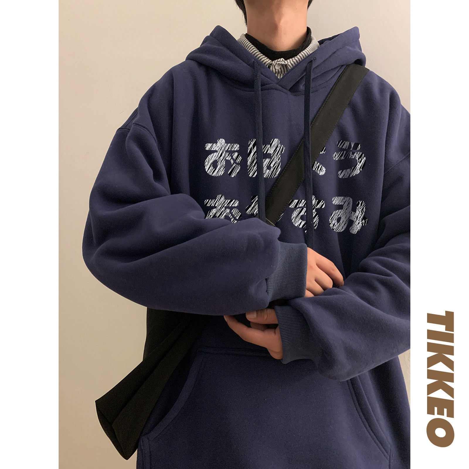 加绒加厚潮流百搭宽松连帽卫衣男D328-WY269-P65,男装卫衣,电商D328