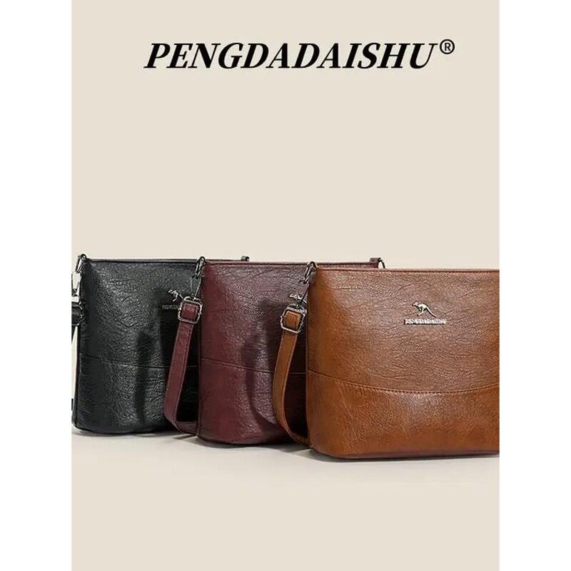 PENGDADAISHU手拎斜跨单肩精致轻奢通勤百搭复古水桶女士包包