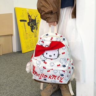 可爱卡通HelloKitty猫双肩包女甜美大容量初中生小学生书包学院风