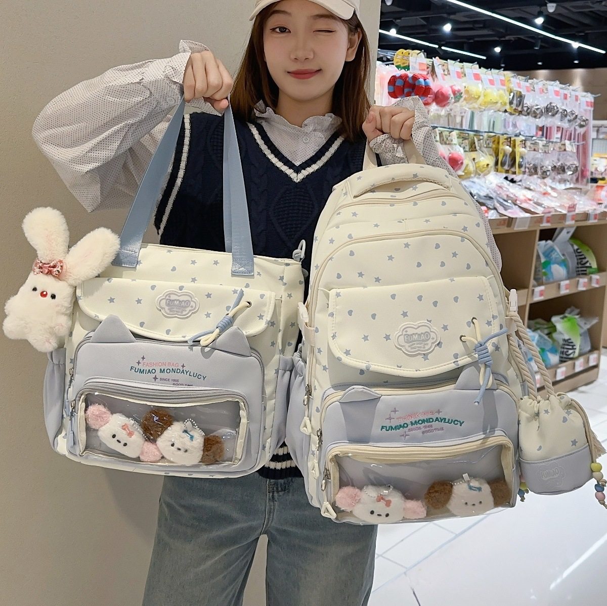 韩系书包初中女生痛包高颜值小学生女孩大容量背包高中生双肩包女