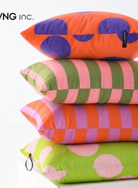 LIVING inc.气泡波点 多巴胺彩色条纹沙发抱枕清新床头腰枕靠垫