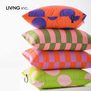 LIVING 多巴胺彩色条纹沙发抱枕清新床头腰枕靠垫 inc.气泡波点