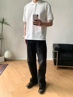 2021m 牛仔裤 vintage 黑灰水洗做旧宽松休闲长裤 black