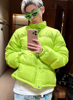 重工暗纹CH 25满印男女款加厚银扣90白鸭绒羽绒服秋冬立领面包服