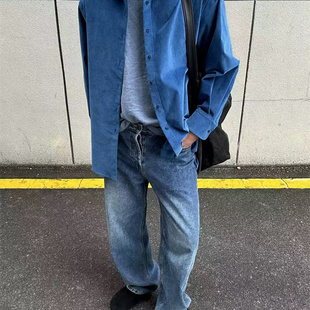 自主Row风格 2025ss新款Ross水洗蓝休闲牛仔裤男