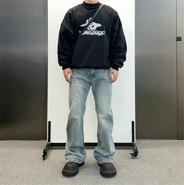 自主Flared拉链长裤水洗四季