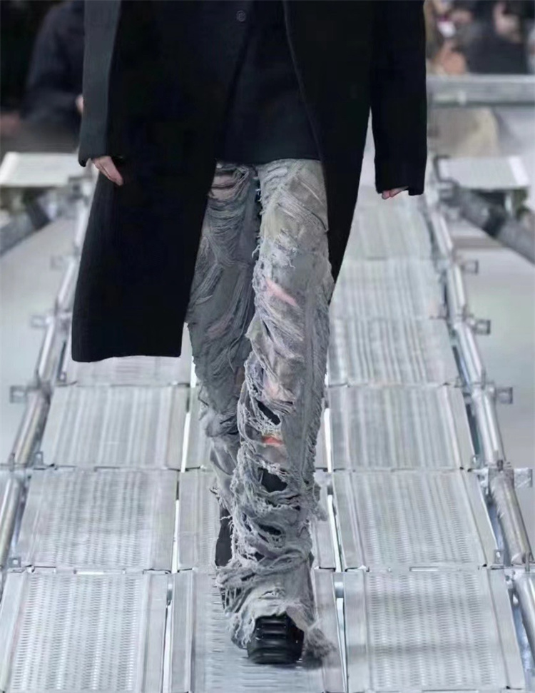 RO风格拉链长裤破坏四季牛仔裤