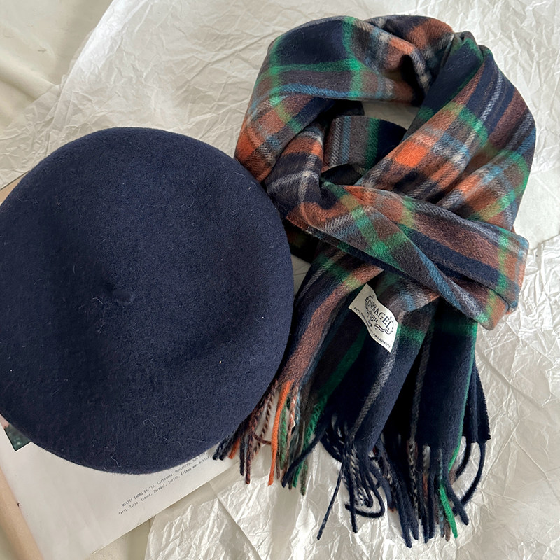 送人自用深蓝色保暖时髦女士卡其色格纹羊毛贝雷帽女士洋气二件套,服饰配件/皮带/帽子/围巾,二件套,淘宝优惠券,粉丝福利购,淘宝优惠卷